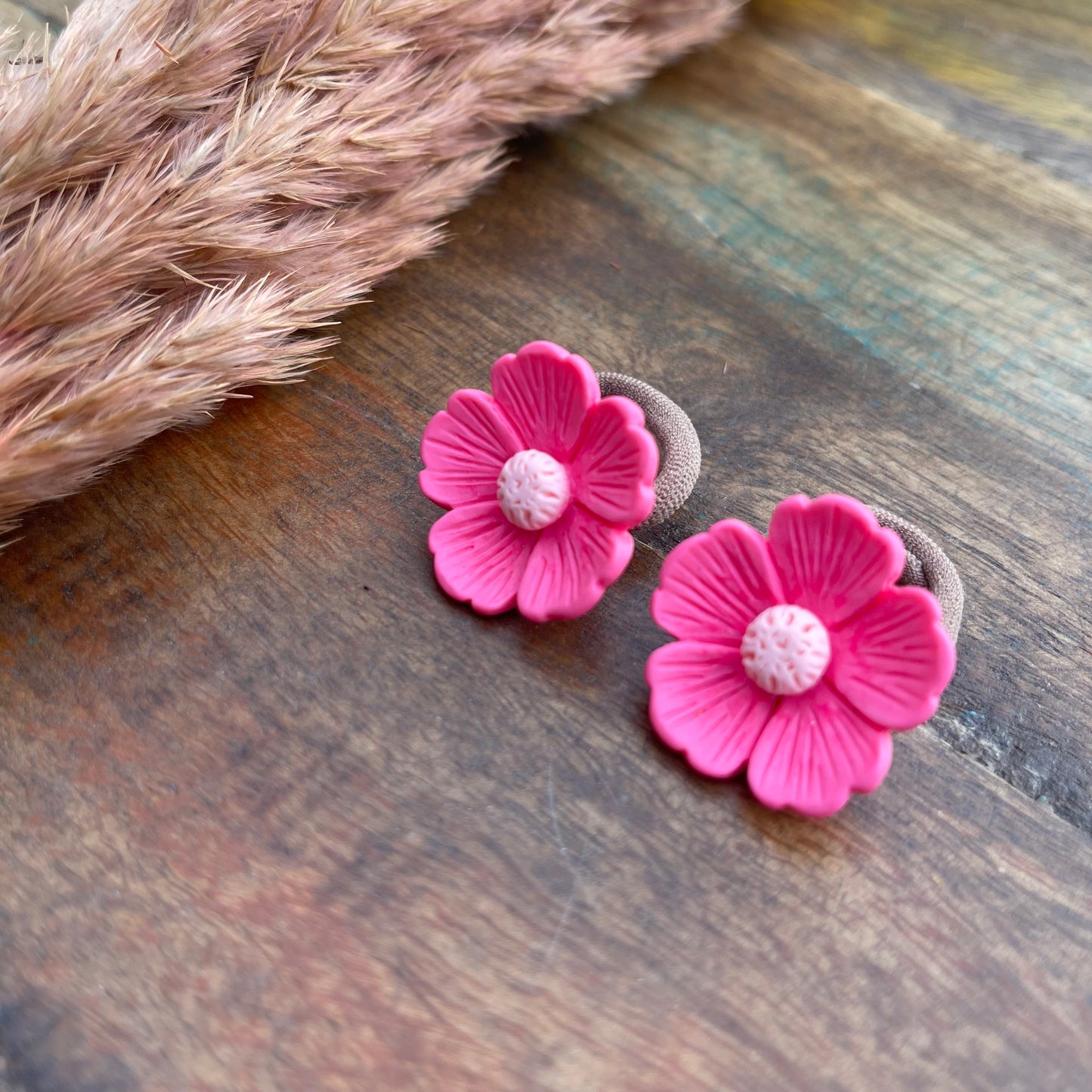 Handgemaakte elastiekjes Bloem - Set van 2