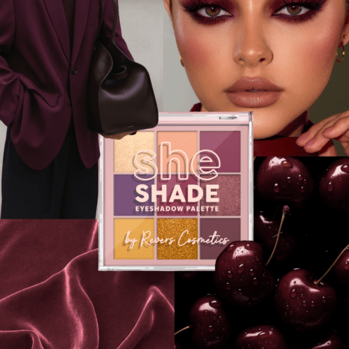 REVERS Cosmetics SHE SHADE Oogschaduw Palette 05 Burgundy Glam – 9 Kleuren – Mat, Parel & Shimmer – 9 g