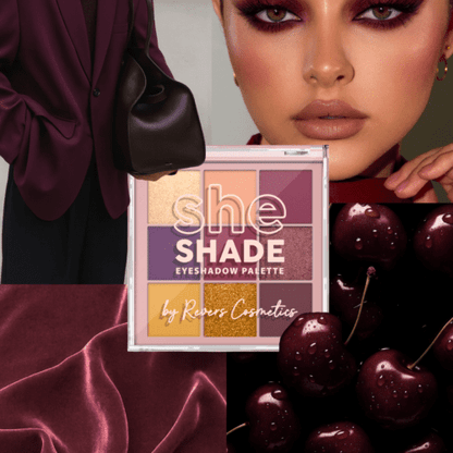 REVERS Cosmetics SHE SHADE Oogschaduw Palette 05 Burgundy Glam – 9 Kleuren – Mat, Parel & Shimmer – 9 g