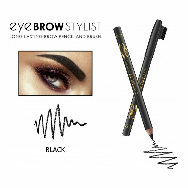 REVERS Cosmetics Eye Brow Stylist – Wenkbrauwpotlood met Borsteltje – Black – Waterproof – 1,2 g