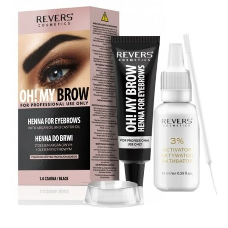 REVERS Cosmetics - Oh! My Brow 1.0 - Wenkbrauw Henna Zwart met Arganolie - Langdurige Kleuring