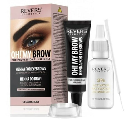 REVERS Cosmetics - Oh! My Brow 1.0 - Wenkbrauw Henna Zwart met Arganolie - Langdurige Kleuring