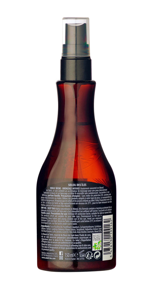 Soleil des Îles - Droge Olie Vanille SPF 0 – Tanversneller – 150 ml – Zonneolie met Monoï de Tahiti