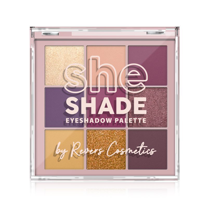 REVERS Cosmetics SHE SHADE Oogschaduw Palette 05 Burgundy Glam – 9 Kleuren – Mat, Parel & Shimmer – 9 g