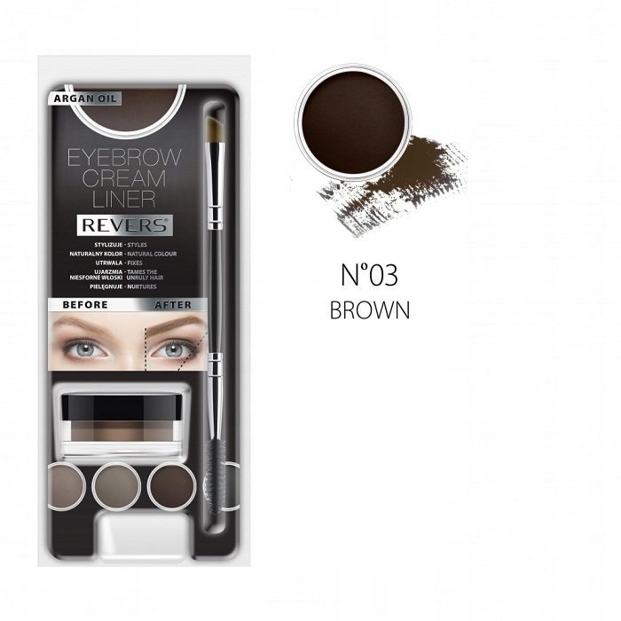 REVERS Cosmetics Eyebrow Cream Liner – Brown – 8 ml – Wenkbrauwpomade met Arganolie inclusief Penseel & Borsteltje