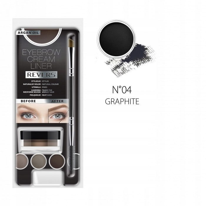 REVERS Cosmetics Eyebrow Cream Liner – Graphite – 8 ml – Wenkbrauwpomade met Arganolie inclusief Penseel & Borsteltje