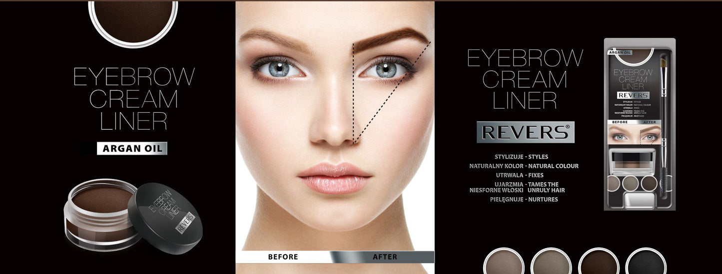 REVERS Cosmetics Eyebrow Cream Liner – Blonde – 8 ml – Wenkbrauwpomade met Arganolie inclusief Penseel & Borsteltje