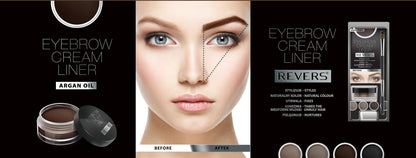 REVERS Cosmetics Eyebrow Cream Liner – Brown – 8 ml – Wenkbrauwpomade met Arganolie inclusief Penseel & Borsteltje