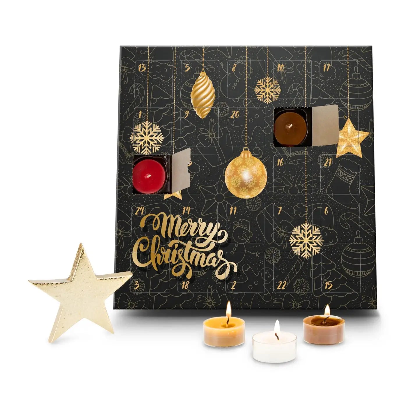 Romoscent Adventskalender – 24 Geurkaarsen – Theelichtjes – Kerstcadeau – Merry Christmas