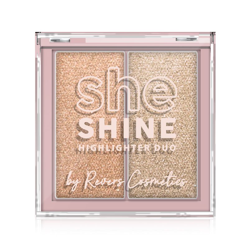 REVERS Cosmetics SHE SHINE Highlighter Duo 03 Pink Gleam – 7,2 g – Roze Glow Highlighter