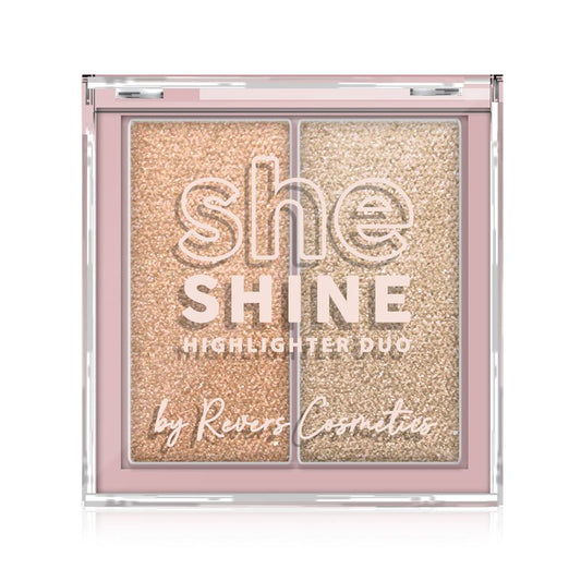 REVERS Cosmetics SHE SHINE Highlighter Duo 03 Pink Gleam – 7,2 g – Roze Glow Highlighter