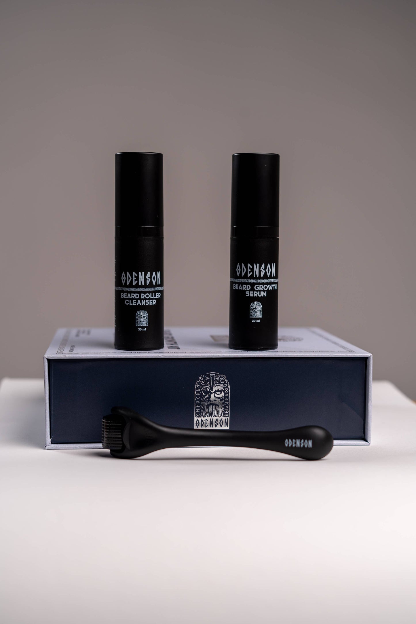 Odenson Baardgroeikit – Baardgroeiserum, Baardroller & Cleaner – Complete Baardverzorgingsset voor Mannen