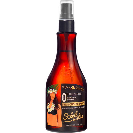 Soleil des Îles - Droge Olie Vanille SPF 0 – Tanversneller – 150 ml – Zonneolie met Monoï de Tahiti