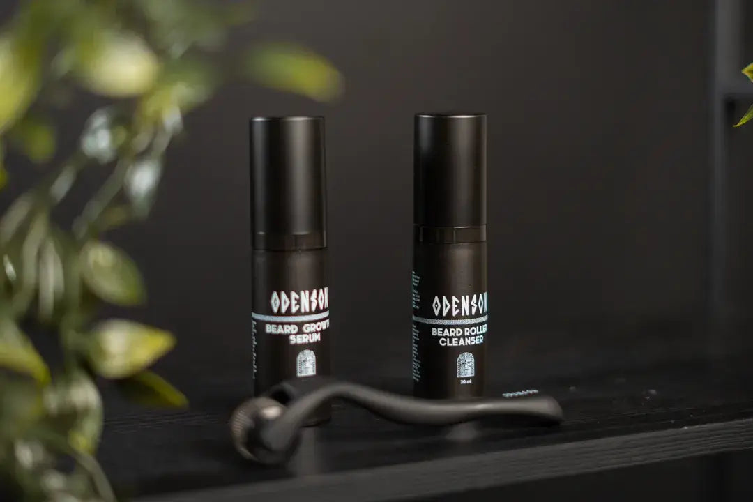 Odenson Baardgroeikit – Baardgroeiserum, Baardroller & Cleaner – Complete Baardverzorgingsset voor Mannen